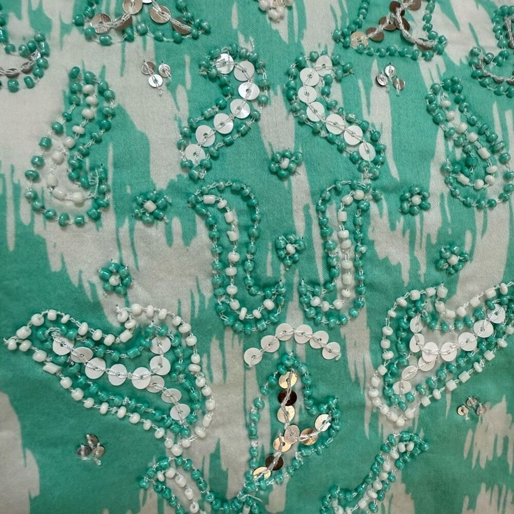 Brooks Brothers 346 100% cotton Top blouse tunic teal Pullover Sequin Beads Sz S - Picture 8 of 8